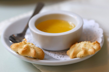 Photo of delicious honey and biscuits