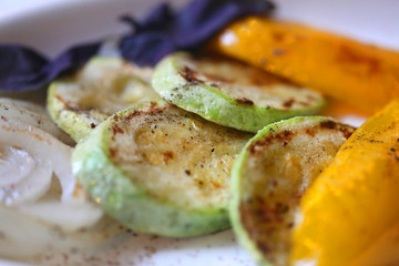 Photo of delicious roasted vegetables