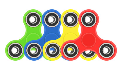 Color hand fidget spinners set. Vector illustration isolated on white background.