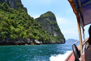 Paradise water with big limestone rocks at Koh Phi Phi
