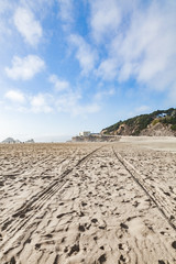 Tire tracks on the beach