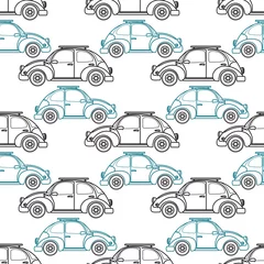Wall murals Cars Cartoon retro car seamless pattern. Vector illustration.