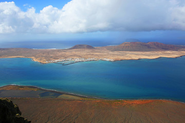 View from Lanzarote Island to La Graciosa Island, Canary Islands, Spain