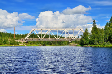The bridge over the river Chirko-Kem. Karelia, Russia