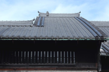 奈良町の瓦屋根の風景