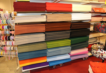 fabrics for sale at the fair of decoration and leisure time