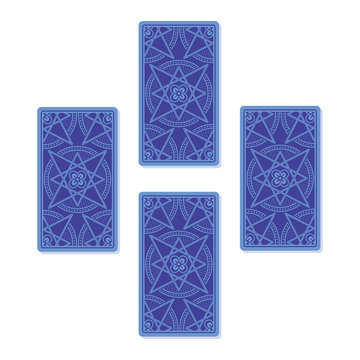 Four tarot card spread. Reverse side. Vector illustration