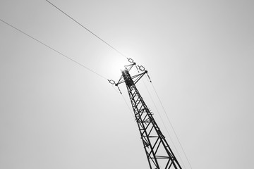 Electricity pylon, isoalated on grey