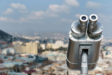 binocular on the top of building