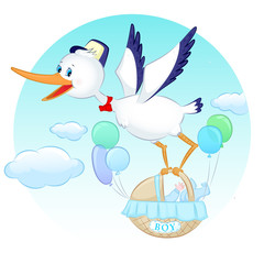 stork with boy