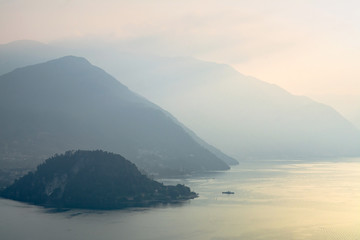 Foggy hills around Bellagio, Lago di Como