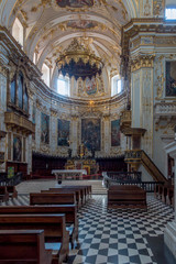 Fototapeta na wymiar BERGAMO, LOMBARDY/ITALY - JUNE 26 : Interior View of the Cathedral of St Alexander in Bergamo on June 26, 2017. Unidentified person