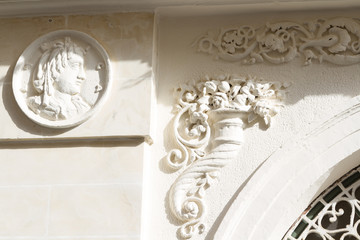 Detail of Malta balconies old facades.