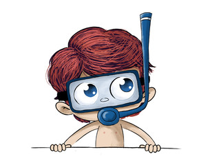 Ni&ntilde;o con gafas de buzo