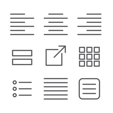 Justified type icon set - left justified, right justified, full, and centered  and UI UX icons
