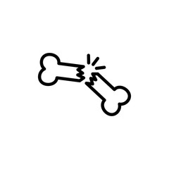 thin line broken bone icon on white background