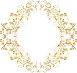 golden isolated floral border