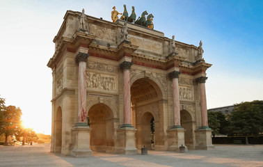 Fototapeta na wymiar The Triomphal Arch of Carroussel in Paris, France.