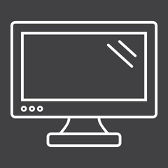 Computer monitor line icon, screen and device, vector graphics, a linear pattern on a black background, eps 10.