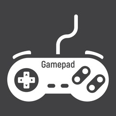 Obraz premium Gamepad solid icon, console and joystick, vector graphics, a glyph pattern on a black background, eps 10.