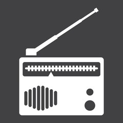 Radio solid icon, fm and communication, vector graphics, a glyph pattern on a black background, eps 10.