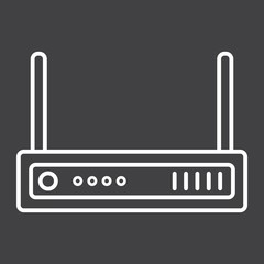 Router line icon, internet and wireless wifi, vector graphics, a linear pattern on a black background, eps 10.