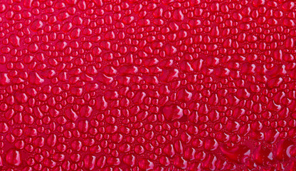 Water drops on red background