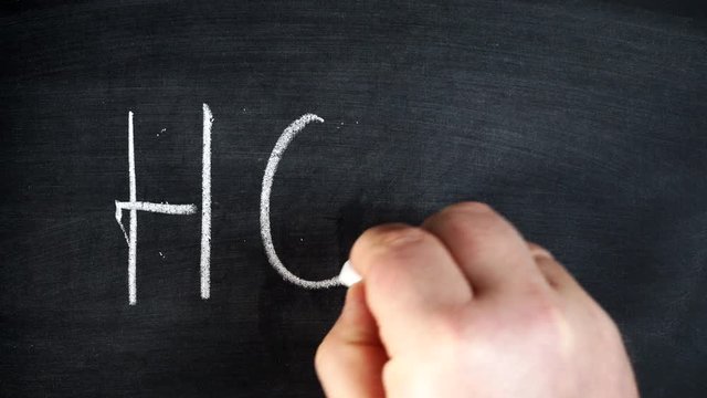 Male hand writing word how on chalkboard. Making decision, seek a solution concept 4K ProRes HQ codec