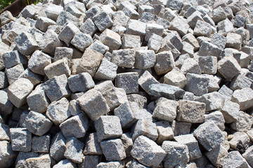 A bunch of stone blocks ready for reconstruction