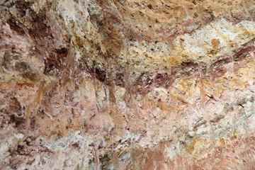 Ancient layers of earth in excavations. Beautiful background.