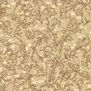 Textured leafy scroll background pattern