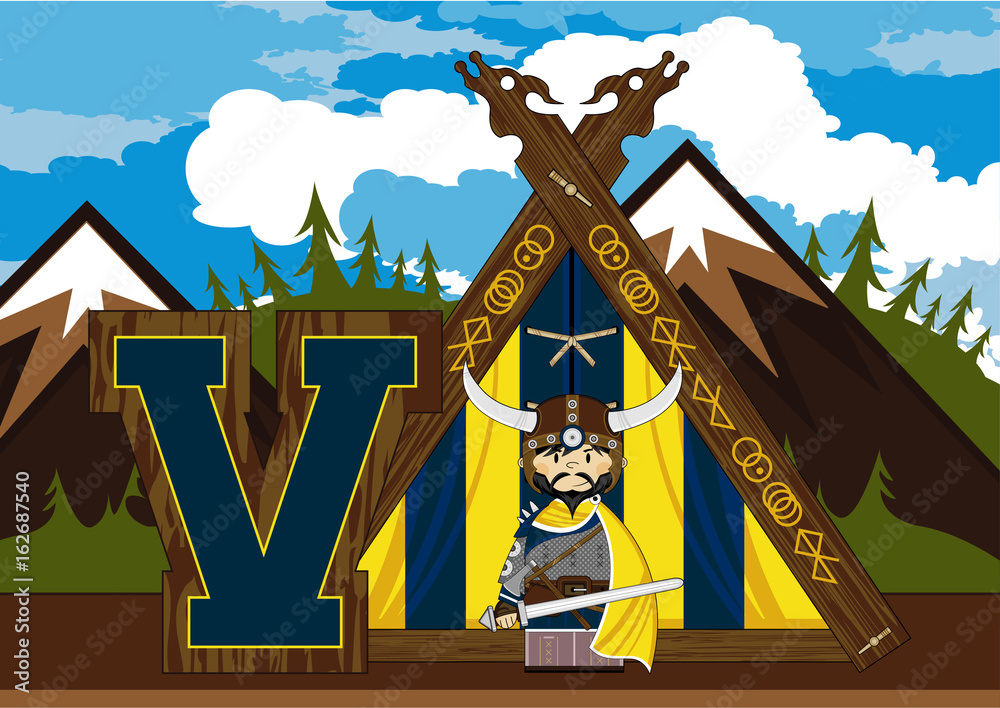 Sticker v is for viking