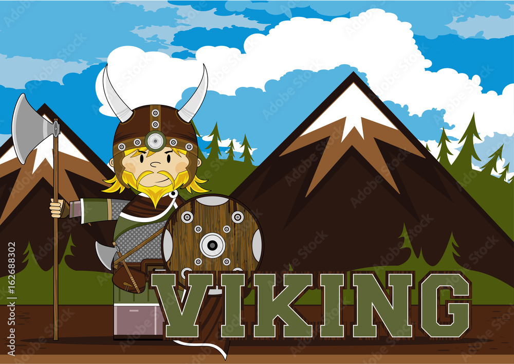 Sticker Cartoon Norse Viking Warrior