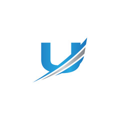initial letter logo wing etno modern U