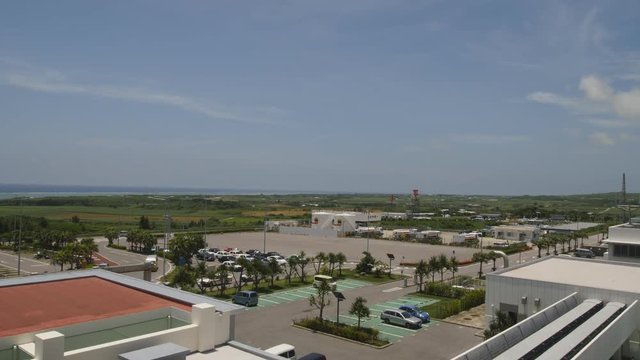 Panoramic view of the Pacific Ocean from the roof terrace of Ishigaki airport
