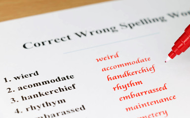 Obraz premium spelling sheet on table