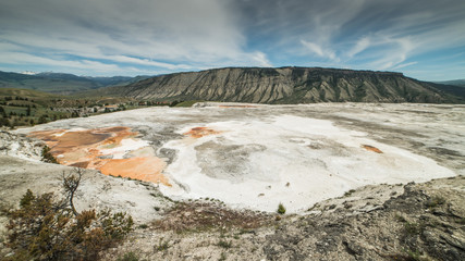 Panorama of Lower Terraces Area Near Mammoth Hot Springs, Yellowstone National Park, Wyoming