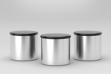 Empty silver winners podium on white background. 3D rendering.
