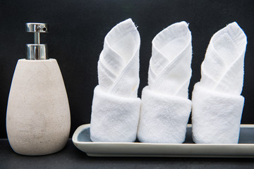 white hand towels in bathroom