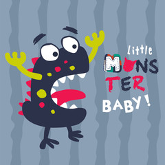little monster baby scream. vector cartoon illustration