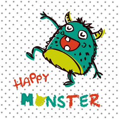 funny trouble maker monster. vector cartoon illustration