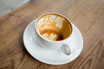 Empty coffee cup on the table in cafe