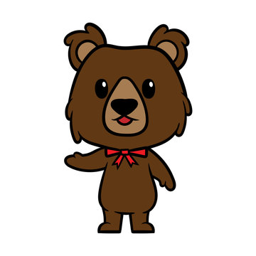 Cartoon Grizzly Bear Character Vector Illustration
