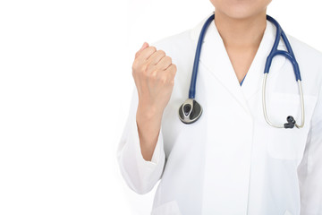 ガッツポーズの女医