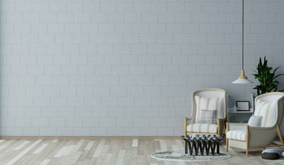 White armchair in the living room 3D Rendering,in front of wall  interior design,interior...
