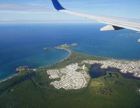 Fototapeta Beautiful aerial view of San Juan Puerto Rico, seen from an airplane window.