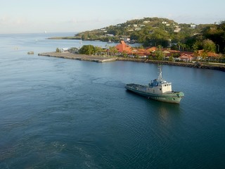 Beautiful early morning waterfront view of the Castries Harbor, St.Lucia
