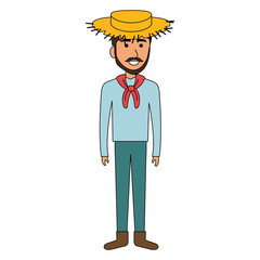 man in farmer costume vector illustration design