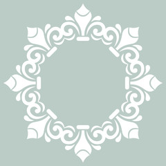 Elegant round white ornament in classic style. Abstract traditional pattern with oriental elements, Classic vintage pattern