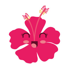 tropical flower decorative kawaii character vector illustration design